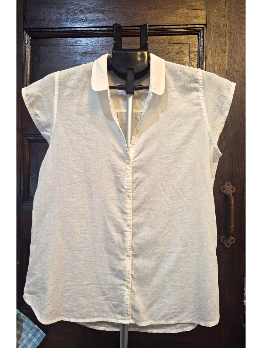 Patagonia White Cap Collared Blouse Organic Cotton Hemp 6